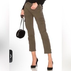 Joie Womens Beaded Seam Cotton Twill Mid-Rise Ankle Crop Stripe Cargo Pants Sz 4